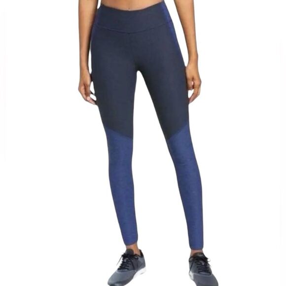 Outdoor Voices Leggings Womens Blue Two Tone Color Block Activewear Size L - Picture 1 of 8